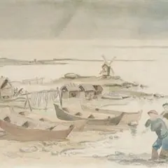 Arkadio Laigo, Paadisadam, 1938, akvarell, pliiats