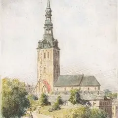 Ernő Koch, Vaade Niguliste kirikule, 1920 - 1930, koloreeritud kuivnõel