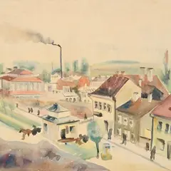 Eduard Maaser, Tartu vaade, 1944, akvarell