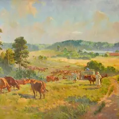 Viktor Karrus, Pärast lüpsi, 1956, õli, lõuend