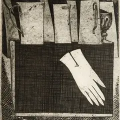 Avo Keerend, Valge kinnas, 1972, linoolsügavtrükk