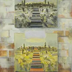 Kaks teed by Uno Roosvalt, 2007, õli, akrüül, lõuend, sold Apr 2009