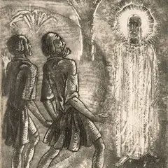 Eduard Wiiralt, Nägemus (Kristus Emmause teel), 1925, akvatinta