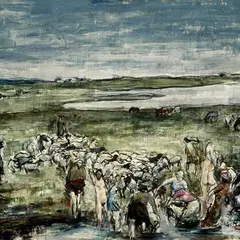 Eerik Haamer, Lambapesijad, 1943, õli, vineer