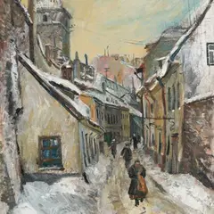 Tänav Tallinnas by Evald Okas, 1946, õli, lõuend, sold Oct 2008