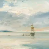Evald Okas, Purjekas merel, 1953, õli, lõuend