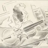 Aleksander Krims, Natüürmort viiuliga, 1930, pliiats, tušš