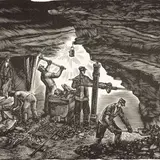 Arkadio Laigo, Töö allmaa-kaevanduses, 1943, puulõige