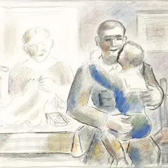 Aleksander Krims, Perekond, 1935 - 1940, pliiats, guašš