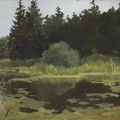 Boris Ottenberg, Maastik järvega, 1942, Õli, papp