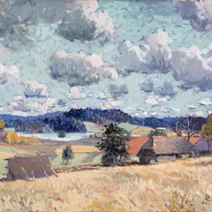 Richard Uutmaa, Hilissuvine maastik, 1957, Õli, lõuend