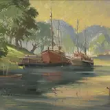 Julius Gentalen, Paadisadam, Õli, lõuend papil