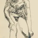 Kaarel Liimand, Istuv meesakt, 1932 - 1933, Tint, sulg, paber