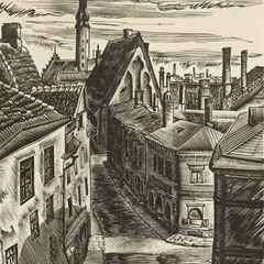Hando Mugasto, Vana Tallinn, 1935, Puugravüür