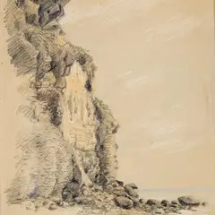 Ernő Koch, Mustjala pank, 1932, Värviline pliiats, paber