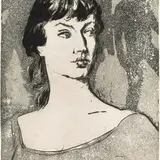 Evald Okas, Neiu Brüsselist, 1958, Kuivnõel, akvatinta