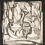 Avo Keerend, Natüürmort mustal foonil, 1972, Plastikaatlõige