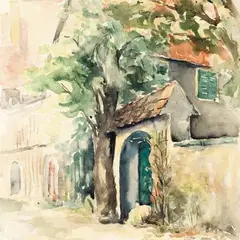Ado Vabbe, Vaade tänavale, 1922, Akvarell