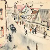 Eduard Maaser, Vaade Riia mäele, 1943, Akvarell