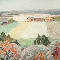Ants Murakin, Sügisene maastik, 1950 - 1960, Õli, kollaaž, papp