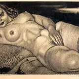 Lamav akt kanepiriidel by Eduard Wiiralt, 1933, Puugravüür, sold Apr 2006