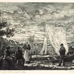 Ernst Tiido, Nina kaluriküla, 1948, Ofort, akvatinta