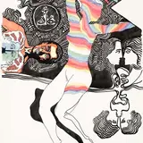 Endel Kõks, Rainbow-woman II, 1970, Tu&scaron;&scaron;, värviline pliiats, segatehnika