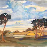 Paul Liivak, Talu mändide vahel, 1924, Akvarell, pastell, paber