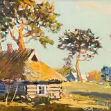 Richard Uutmaa, Talumaja, 1959, Õli, papp