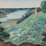 Juhan Muks, Viljandi järv, 1950, Õli, papp