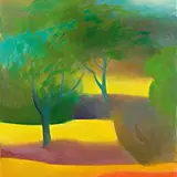 Olga Terri, Varjud aias, 1973, Õli, lõuend