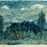 Jaan Grünberg, Õhtune maastik, 1939, Monotüüpia