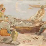 August Jansen, Paadiga rannal, 1942, Õli, vineer