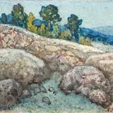 Ants Murakin, Kaljune maastik, 1950, Segatehnika, guašš, papp