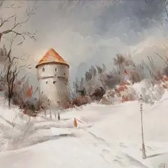 Eduard Ole, Talvine Harjumägi, 1942, Õli, lõuend