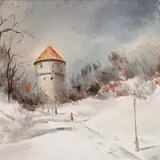 Eduard Ole, Talvine Harjumägi, 1942, Õli, lõuend