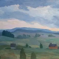 Olav Maran, Õhtune vaade Otepäält, 1961, Õli, paber