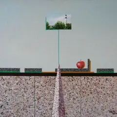 Andres Tolts, Vaikelu postkaardiga I, 2000, Akrüül, lõuend
