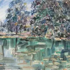 Eduard Ole, Park, 1954, Akvarell, segatehnika