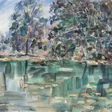 Eduard Ole, Park, 1954, Akvarell, segatehnika