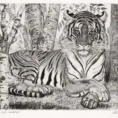 Eduard Wiiralt, Lamav tiiger, 1937, Pehmelakk, kuivnõel