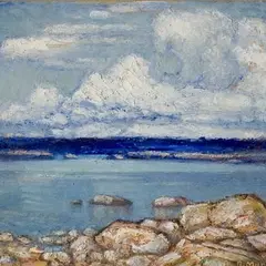Ants Murakin, Vaade kiviselt rannalt, 1940, Õli, papp