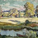 August Jansen, Maastik jõega, 1940, Õli, lõuend