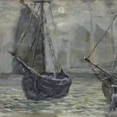 Eduard Kutsar, Purjekad merel, 1941, Õli, papp