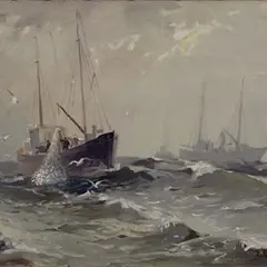Richard Uutmaa, Traalpüügil, 1956, Õli, lõuend