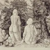 Aktid maastikus by Eduard Wiiralt, 1934, Pehmelakk, sold Oct 2003