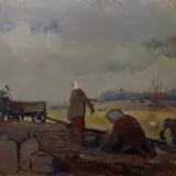 Endel Kõks, Kartulivõtjad, 1940, Õli, kartong