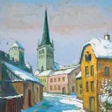 Müürivahe tänav by Peet Aren, 1961, Gua&scaron;&scaron;, papp, sold Oct 2002