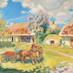 August Jansen, Lauri talu õu, 1940, Õli, masoniit