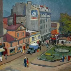 Raivo Korstnik, Valli tänava ja Pärnu maantee nurgal, 1960, Õli, lõuend